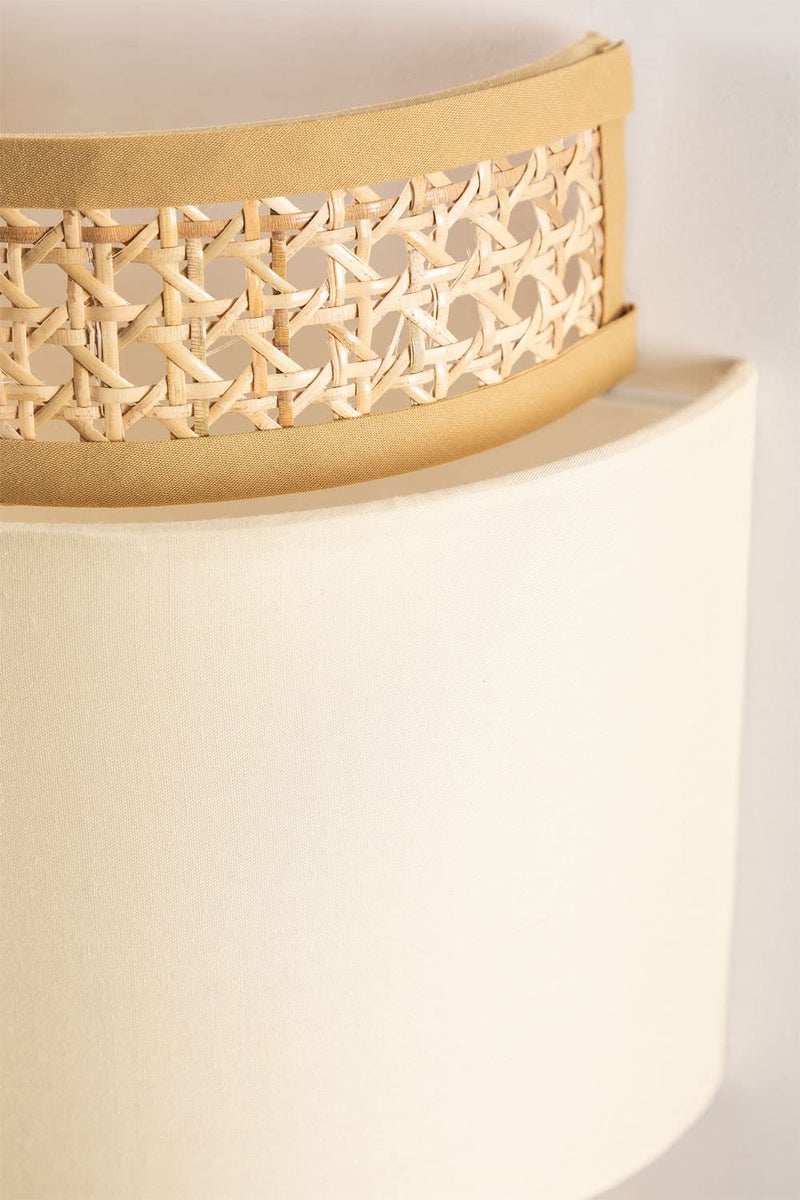 AKWAY Bamboo Wall Lamps for Living Rooms | Rattan and Cane Webbing Wall Lamps for Bedroom | Wicker for Home Decoration (Bulb not Included) (Off White Cylindrical) - Image 4