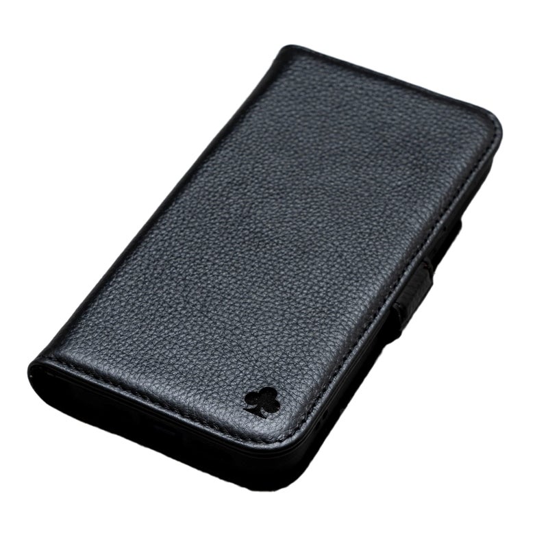 Porter Riley Leather Case Compatible with iPhone 17 Premium Genuine Leather StandCoverWalletFlip Case with Card Slots Horizontal Stand Pure Black - Image 2