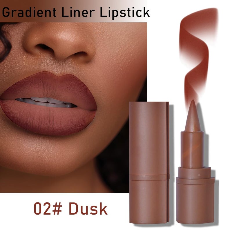 BAISEN DIARY 2-in-1 Gradient Lip Liner and Lipstick Lip Combo Set - Achieve Flawless Contour and Gradual Ombre Effect with Easy-to-Use Crayon Form and Cone Tip (02# Dusk, 1 Count (Pack of 1)) - Image 2