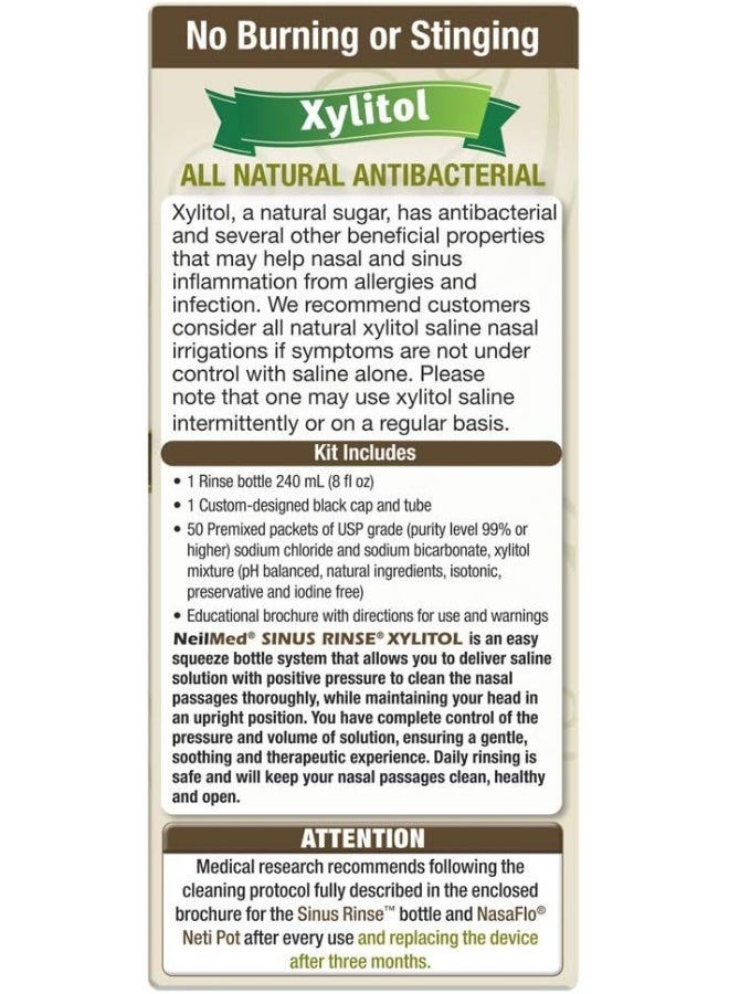 Sinus Rinse Kit With Xylitol, 50 Count (Pack Of 1)