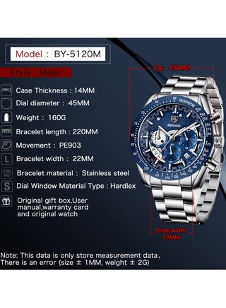 BENYAR Watches for Men Watch Quartz Luxury Stainless Steel Water