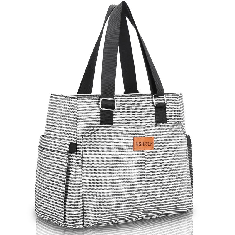 HSHRICH Large Women Lunch Bags/Insulated Adult Lunch Box/Leakproof Cooler Lunch Tote Bag with Storage Pocket. Reusable Lunch Purse for Work Picnic Hiking 12L, Stripe - Image 1