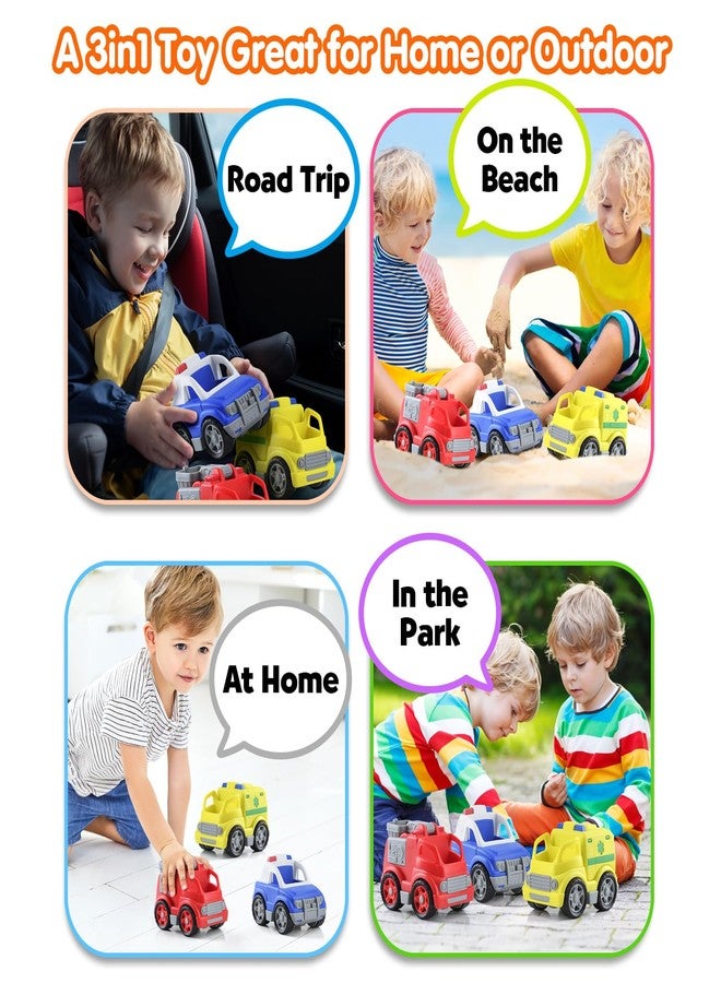 PLAY مجموعة ألعاب الطوارئ 3 في 1 صديقة للبيئة من PLAY، [معتمدة من USDA] خالية من BPA/الفثالات/PVC، مركبة إنقاذ مصنوعة من البلاستيك المعاد تدويره مع شاحنة إطفاء، سيارة شرطة وسيارة إسعاف - Image 5