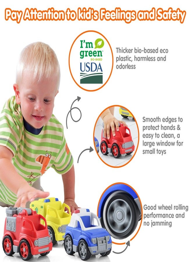 PLAY مجموعة ألعاب الطوارئ 3 في 1 صديقة للبيئة من PLAY، [معتمدة من USDA] خالية من BPA/الفثالات/PVC، مركبة إنقاذ مصنوعة من البلاستيك المعاد تدويره مع شاحنة إطفاء، سيارة شرطة وسيارة إسعاف - Image 4