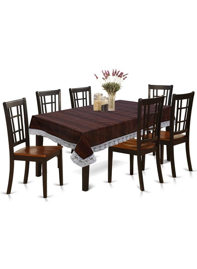 Kuber Industries Wooden Print 6 Seater Dining Table Cover 60"x90",Brown, Standard,Polyvinyl Chloride (PVC),Rectangular,Pack of 1 - Image 1