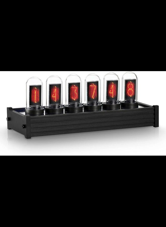 Nixie Tube IPS Vintage Digital Alarm Clock,6 Bit RGB Glow LCD Time Photo Display, 12 and 24 Hours Display,5V USB Creative Retro Desk Decoration Gift (Black)  - Image 1