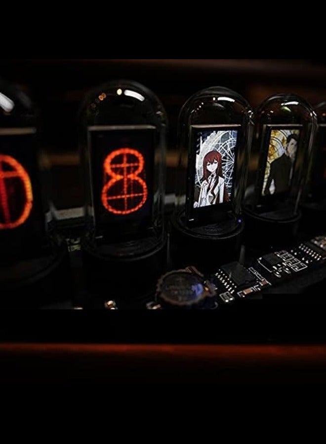 Nixie Tube IPS Vintage Digital Alarm Clock,6 Bit RGB Glow LCD Time Photo Display, 12 and 24 Hours Display,5V USB Creative Retro Desk Decoration Gift (Black)  - Image 3