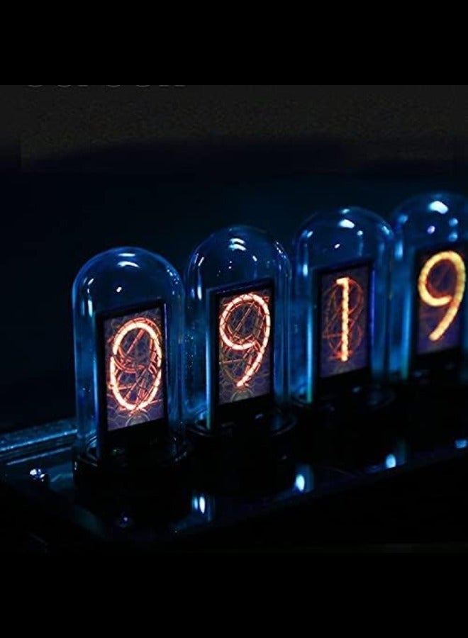 Nixie Tube IPS Vintage Digital Alarm Clock,6 Bit RGB Glow LCD Time Photo Display, 12 and 24 Hours Display,5V USB Creative Retro Desk Decoration Gift (Black)  - Image 5