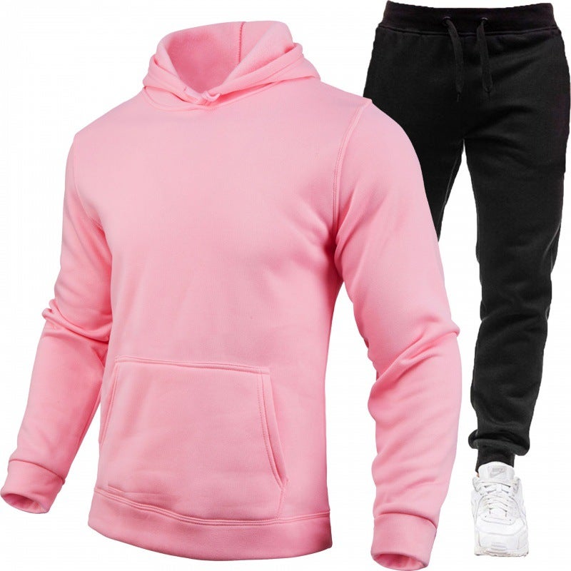 2024 Fall/Winter Men'S And Women'S Leisure European Code Blank Solid Color Suit Fleece Loose Sweatpants Two-Piece Set - Image 1