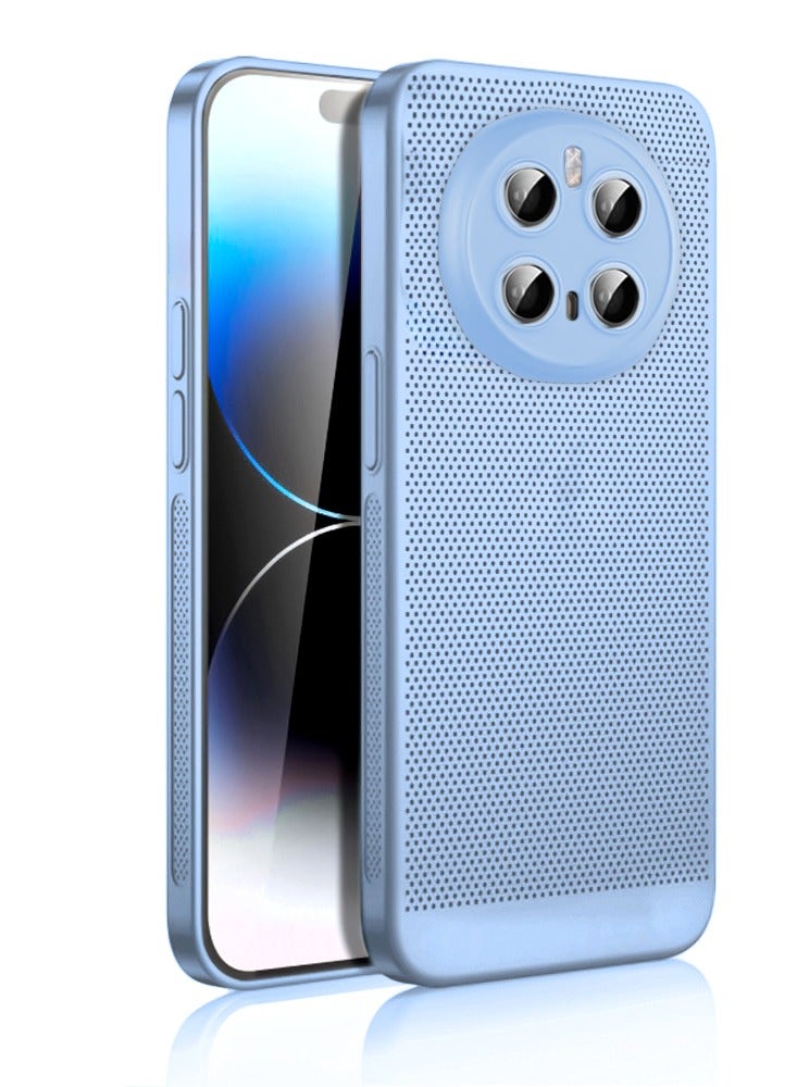 Heat Dissipation Case with Built in Camera Lens Protector Slim Fit Breathable Cooling Anti Fingerprint Hard PC Back Shockproof Cover For Honor Magic 7 Pro (Light Blue)