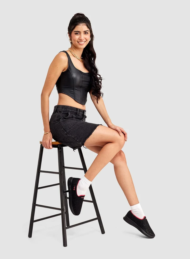 CAMPUS Blk/Rani Women's Black Low-Top Slip-on Shoes - Lightweight Shoes, Minimalist Designed for Elegance for Women | Best Price UAE