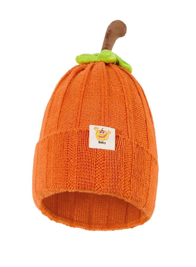 Zando Baby Beanie Pumpkin Knit Orange Crochet Hat Winter Thick Soft Warm Moisture-Wicking and Sweat-Absorbing Orange Blossom Suitable for Halloween - Image 1