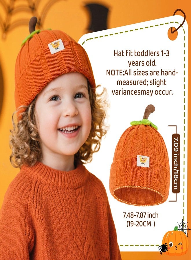 Zando Baby Beanie Pumpkin Knit Orange Crochet Hat Winter Thick Soft Warm Moisture-Wicking and Sweat-Absorbing Orange Blossom Suitable for Halloween - Image 3