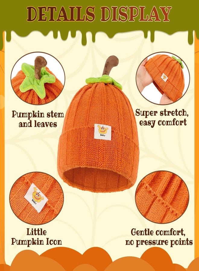 Zando Baby Beanie Pumpkin Knit Orange Crochet Hat Winter Thick Soft Warm Moisture-Wicking and Sweat-Absorbing Orange Blossom Suitable for Halloween - Image 2