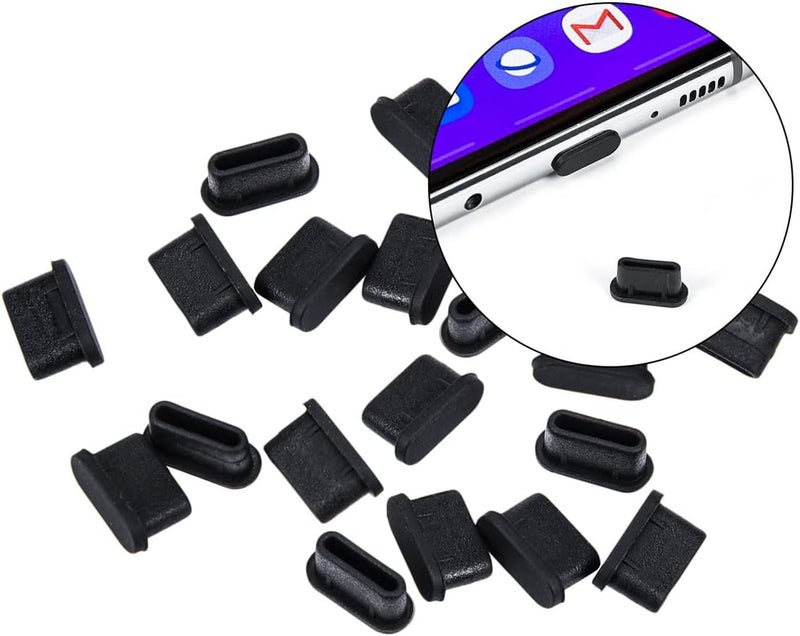 iKammo 20 قطعة غطاء سدادات غبار USB نوع C لجهاز iPhone 16 15 بلس برو ماكس سامسونج جالاكسي S25 S24 S23 ألترا نوت بيكسل USB C أغطية حماية منفذ الشحن مع 2 فرشاة تنظيف - Image 3