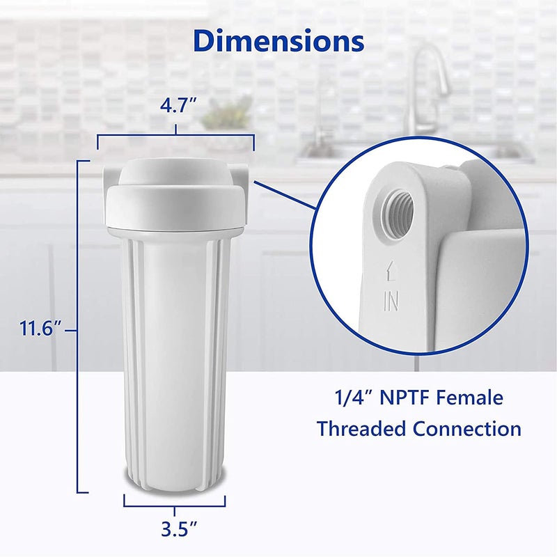 Ocean Drop Water Filter Whole House RO PreFilter Housing for Dirt Sand Slit Rust and ScaleClear White ro Housing 14 Ports White Flat Cap IMPORTEDWHITE12PCSSET wAccessories - Image 3