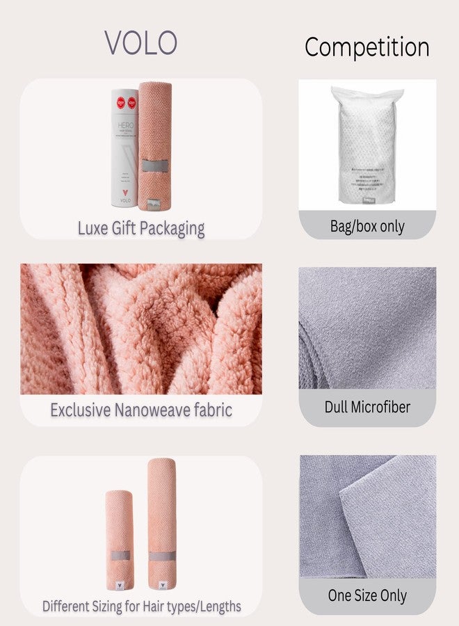 VOLO Hero Cloud Pink Hair Towel - Ultra Soft, Quick Drying, Anti Frizz & Breakage, 30% More Fabric, Snug Strap - Image 4