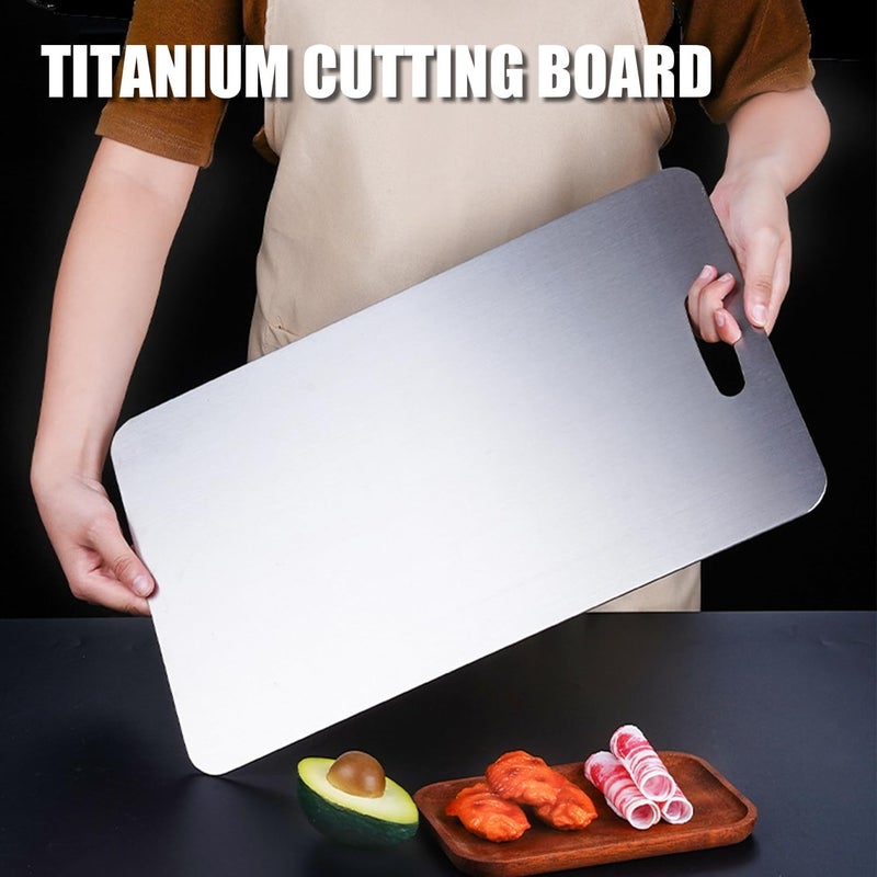 Zaucet Titanium Cutting Board - 2025 New Upgrade 100% Pure Titanium Cutting Boards for Kitchen Double Sided Non Toxic Titanware Cutting Board,Hygiene Durable Dishwasher Safe Chopping Board (14"L x 10"W) - Image 2