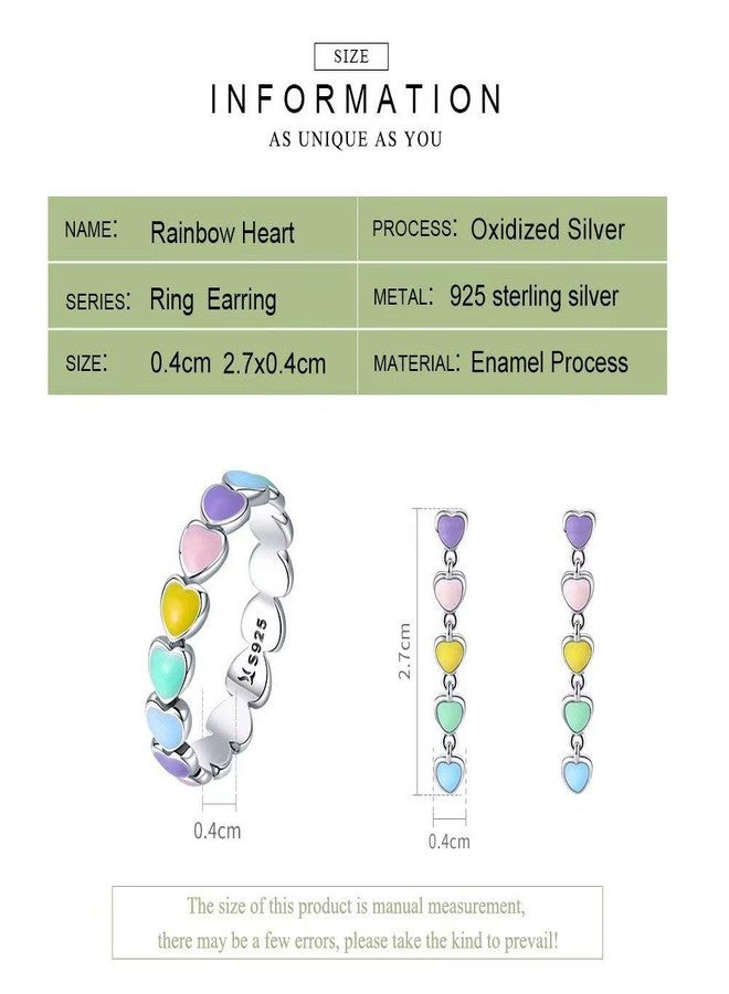 Qings Endless Love Heart Ring Rainbow Heart Color Heart to Heart 925 Sterling Silver Exquisite Fashion Ring as a Gift for Girlfriend - Image 5