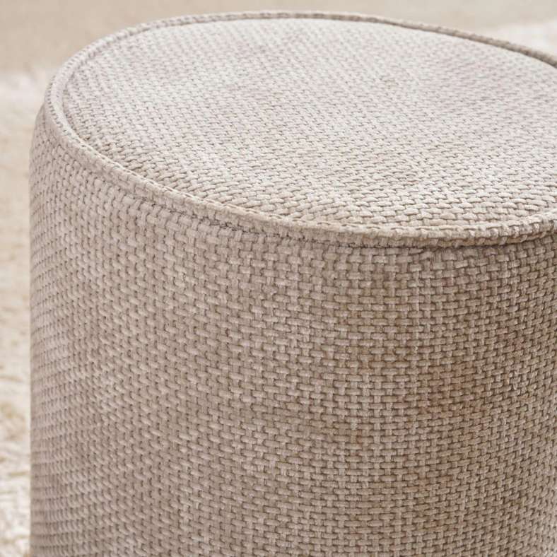 Pan Home Savannah Polyester Chenile Pouf 35X35X38cm- Ivory - 123UHT9900001 - Image 2