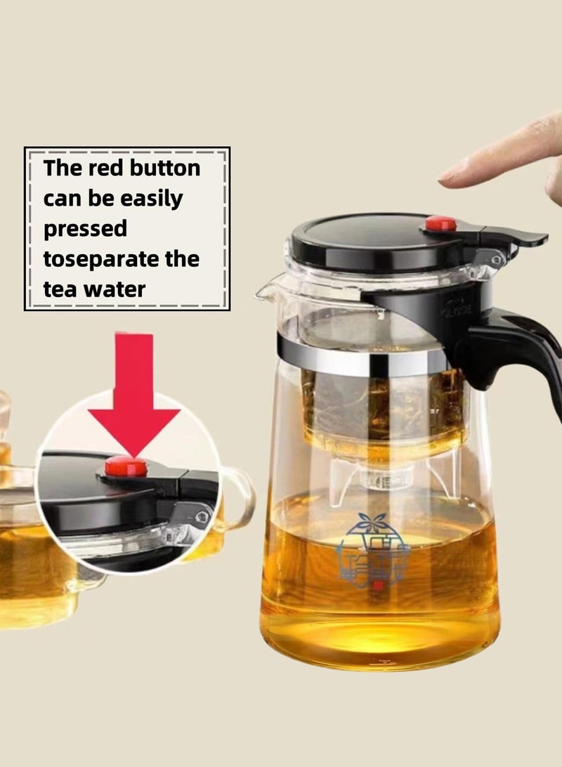 GGOOT 750ml glass teapot, detachable, detachable glass filter borosilicate glass teapot, fragrant loose leaf teapot, transparent teapot for 360 degree observation - Image 5