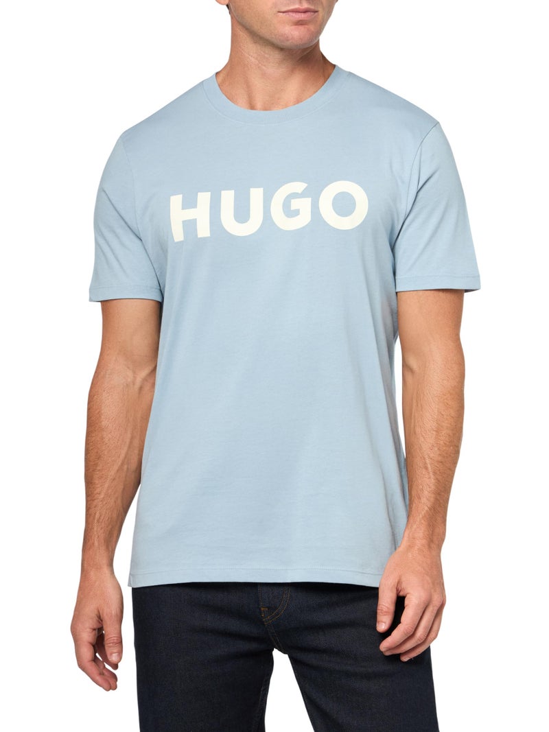 HUGO Print Logo Short Sleeve TShirt dust Blue XXL