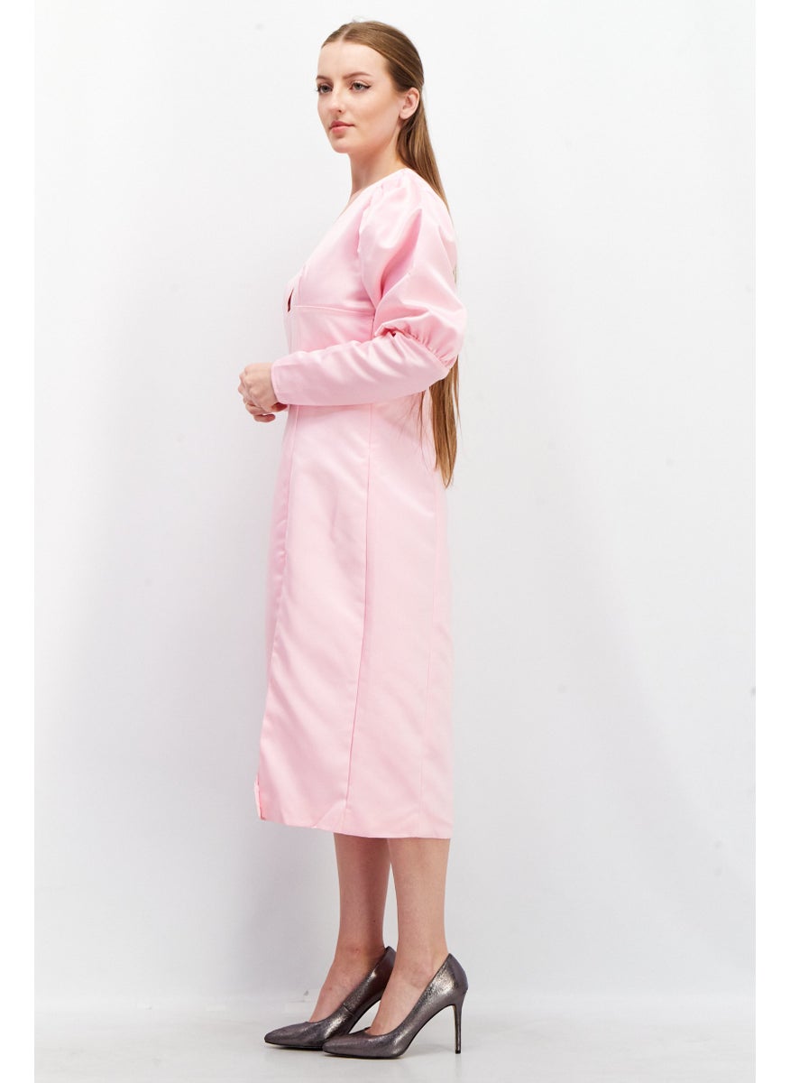 Collective The Label Women Solid Midi Dress, Pink  - Image 2