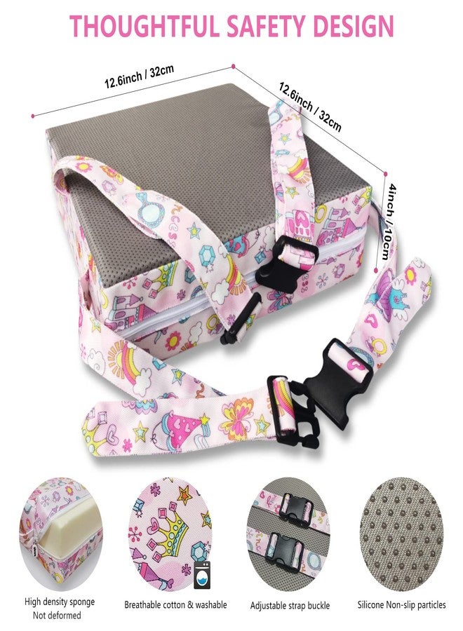 yeroly Toddler Booster Seat for Dining Table,4 Inches Washable Double Safer Straps Non-Slip Bottom Booster Seat for Kids, Portable Travel High Density Sponge Detachable Increasing Cushion for Child... - Image 2