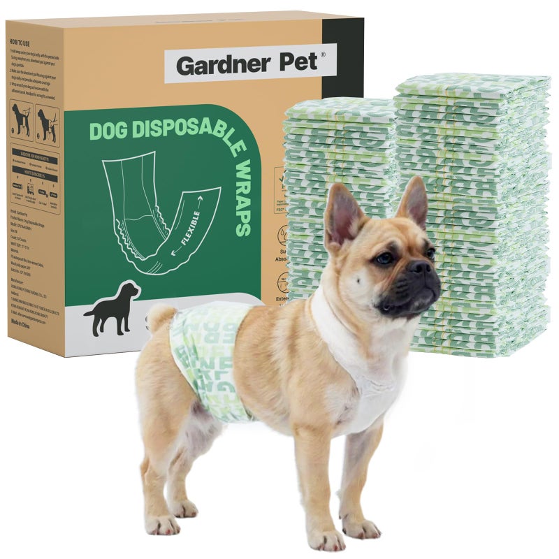 Gardner Pet Male Dog Diapers Disposable 50 Ct, Male Dog Wraps with Wetness Indicator & Flashdry Gel Technology, Dog Diapers Male for Puppy Training, Marking, Incontinence, Travel - Small - Image 1