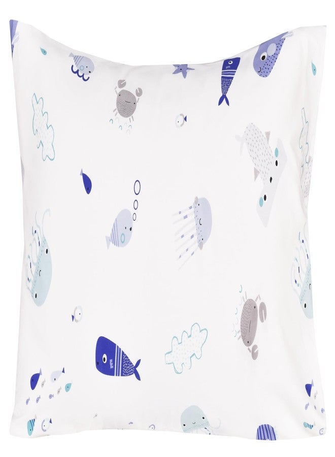 J-pinno Sea Animal Fish Whale Underwater World Cute Cozy Fun Full Sheet Set for Kids Girls Children100% Cotton, Flat Sheet + Fitted Sheet + Pillowcase Bedding Set (10, Full) - Image 3