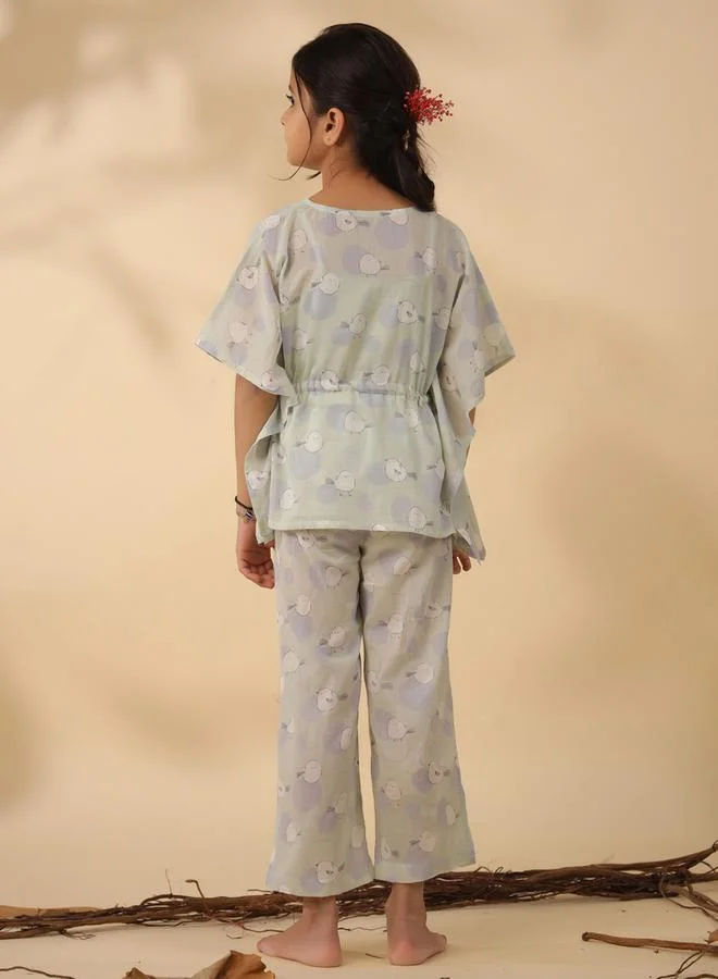 sanskrutihomes sanskrutihomes Bird Print Drawstring Top and Pyjama Set