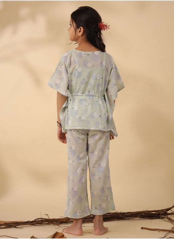 sanskrutihomes Bird Print Drawstring Top & Pyjama Set by Styli  - Image 3