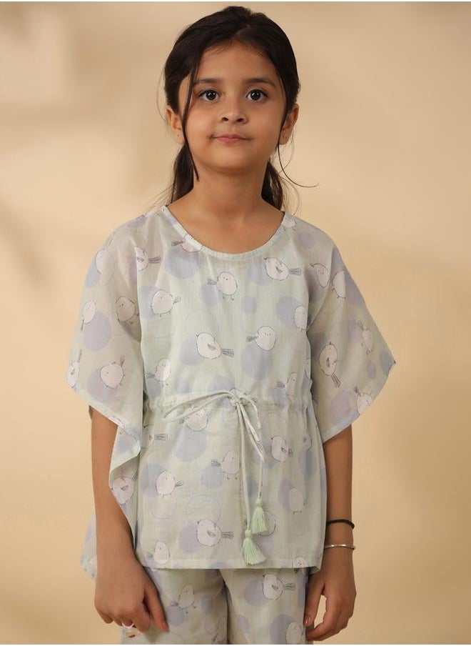 sanskrutihomes Bird Print Drawstring Top & Pyjama Set by Styli  - Image 4