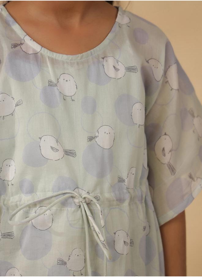 sanskrutihomes Bird Print Drawstring Top & Pyjama Set by Styli  - Image 5