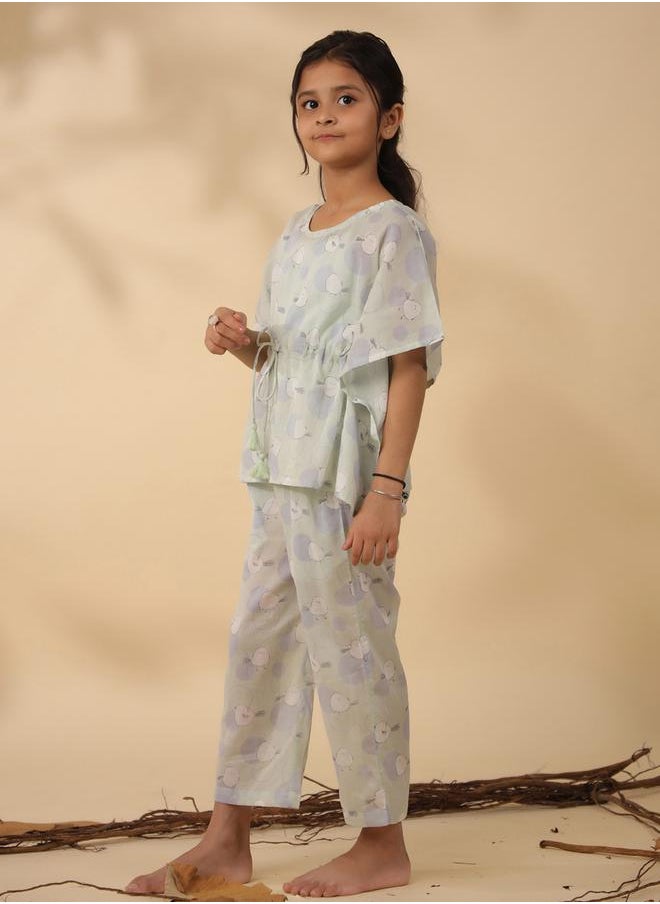 sanskrutihomes Bird Print Drawstring Top & Pyjama Set by Styli  - Image 2