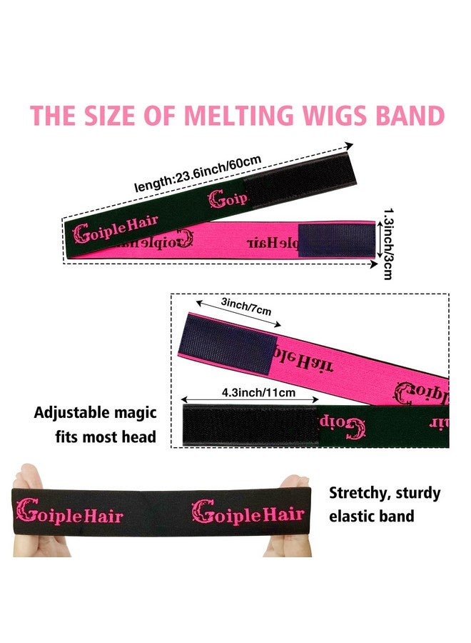 جويبل 3 قطع من أشرطة Goiple المرنة لحواف الشعر المستعار - شريط شعر مستعار قابل للتعديل لحواف الشعر المستعار مع ملحقات تثبيت الشعر المستعار مع مجموعة وردية - مجموعة من 9 قطع من شمع الشعر - Image 2