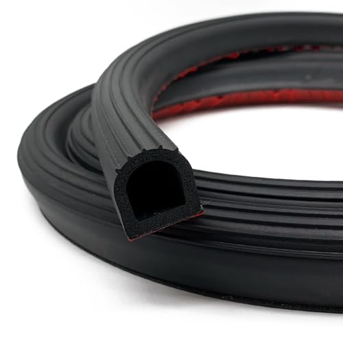 Tintvent D Shape EPDM Rubber Seal Strip, Self-Adhesive Rubber Weather Stripping for Boat, Auto, RV, Marine, Garage Doors/Window and More, W:1"; H:1.1"; L:20Feet - Image 1