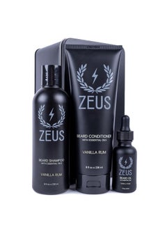 Zeus Starter Beard Wash & Beard Oil Kit For Men, Soften, Hydrates, & Moisturizes Facial Hair (Vanilla Rum) Made In Usa  - Image 1
