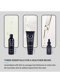 Zeus Starter Beard Wash & Beard Oil Kit For Men, Soften, Hydrates, & Moisturizes Facial Hair (Vanilla Rum) Made In Usa  - Image 2