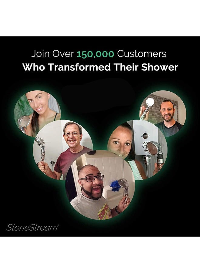 StoneStream Original EcoPower High Pressure Handhled Shower Head + Shower Filter + Wall Adapter Kit - Image 4