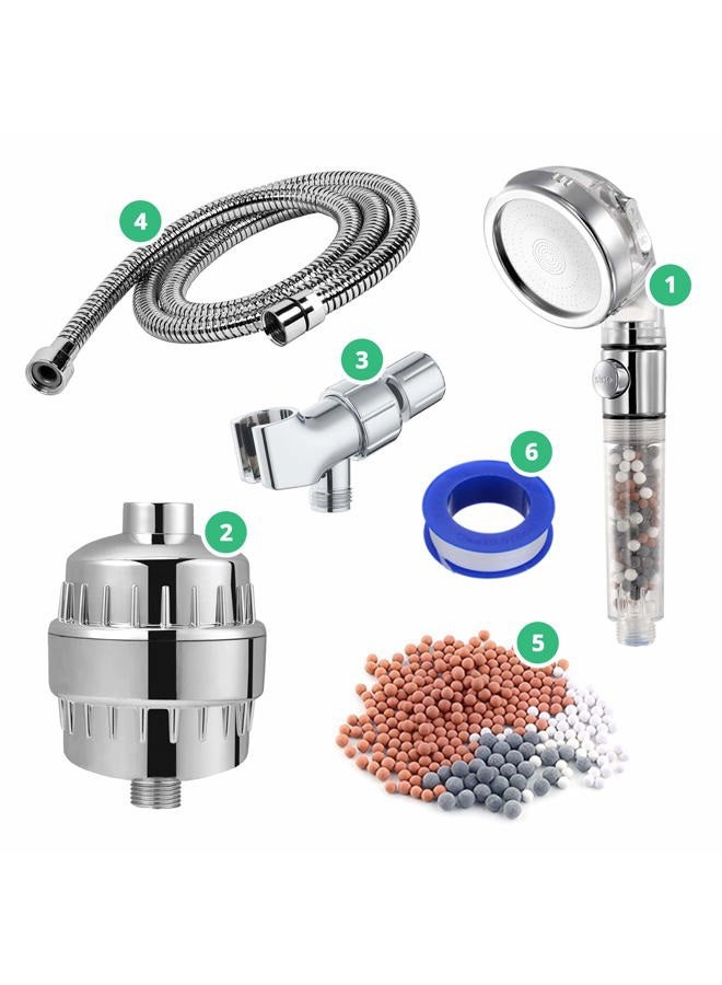 StoneStream Original EcoPower High Pressure Handhled Shower Head + Shower Filter + Wall Adapter Kit - Image 1