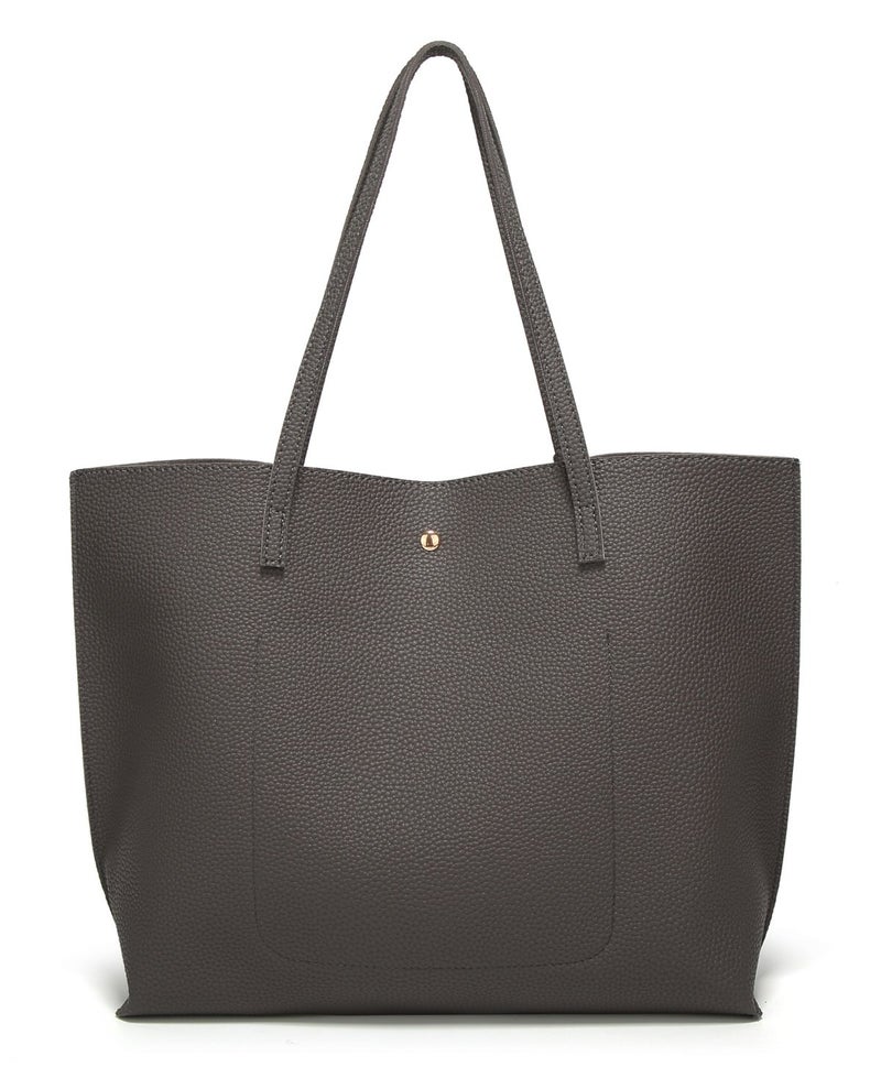 Dreubea Women's Soft Faux Leather Tote Shoulder Bag from, Big Capacity Tassel Handbag Dark Grey - Image 3