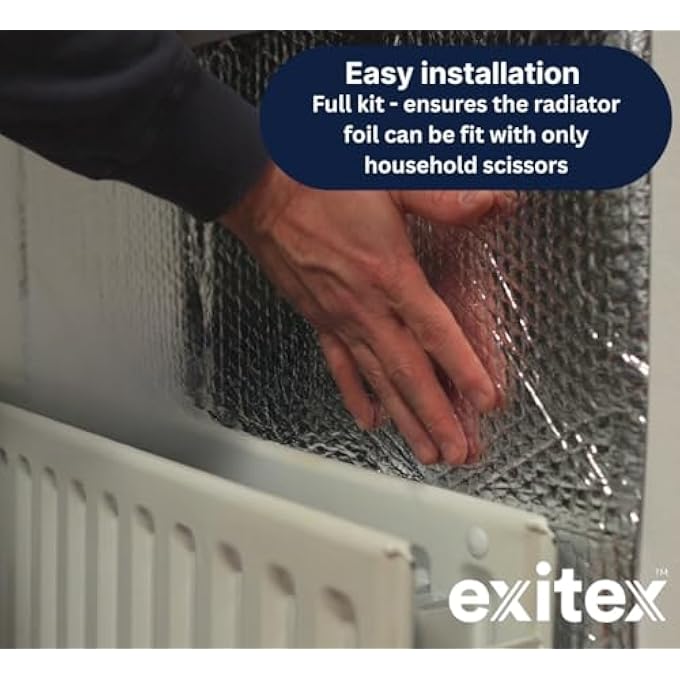 SUPERIOR RADIATOR REFLECTOR FOAM FOIL, 0.6M X 5M (3M)  ENERGY SAVING INSULATION WITH 3MM BUBBLE LAYER, SELF-ADHESIVE PADS INCLUDED, FITS ALL RADIATORS - Image 3