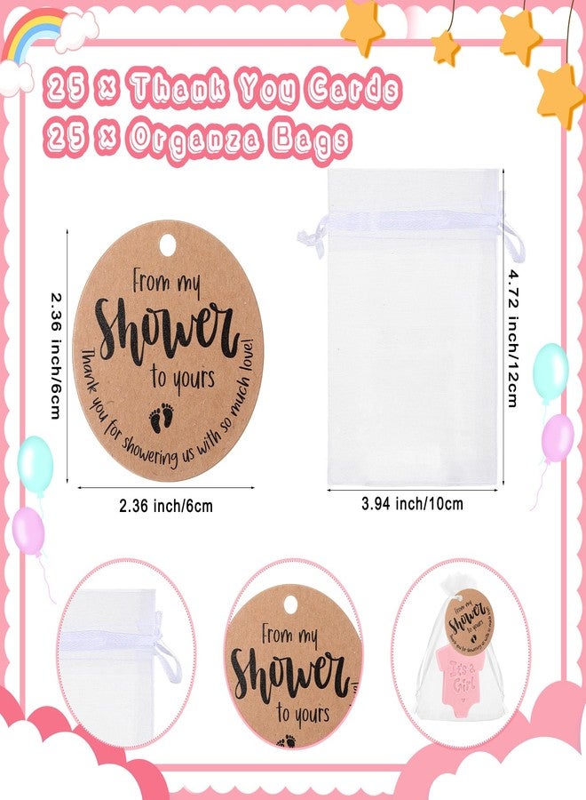 Swiffen 25 Sets Baby Shower Soap Favors for Guests - Boy Girl Mini Handmade Soaps with Thank You Tags and Organza Bags for Shower Gender Reveal Party Favors (Pink,Baby Shirt) - Image 2
