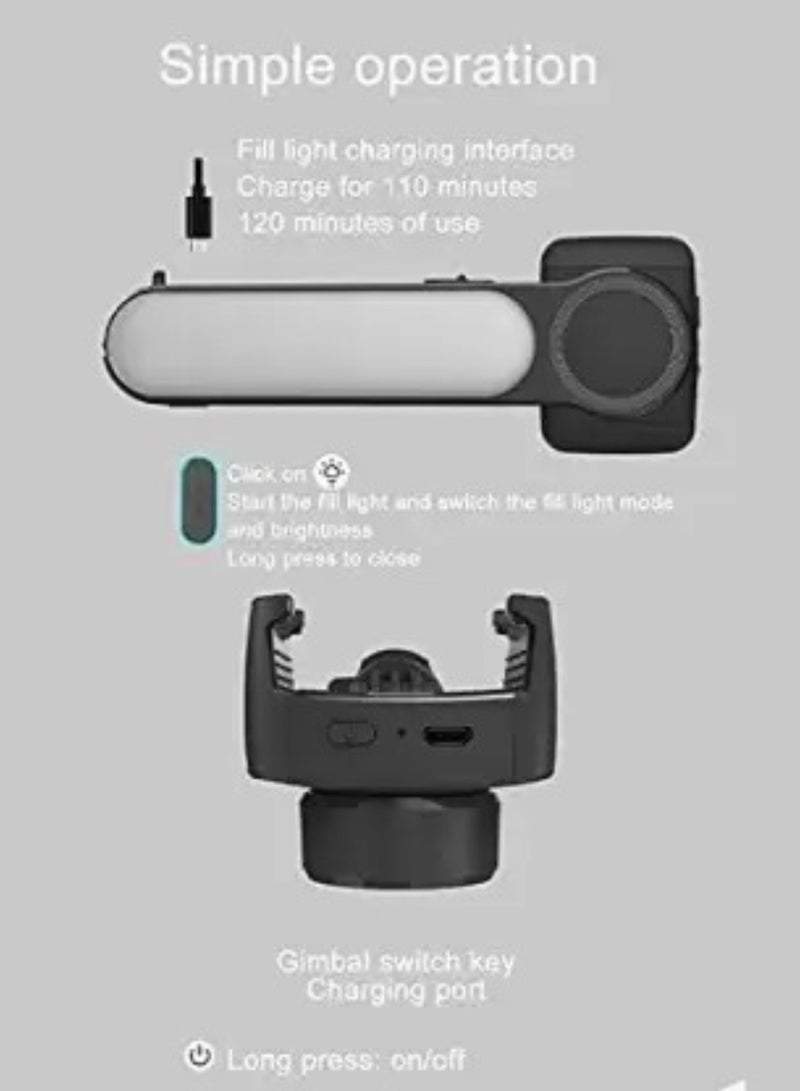 Mini Foldable Mini Handheld Selfie Stick Tripod Smartphone 1-Axis Gimbal Stabilizer With Multifunctional Remote 360°Automatic Rotation For iPhone And Android - Image 4