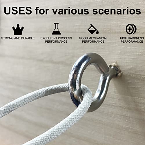 ACCZIO 16 Pack 304 Stainless Steel Eye Screws,2.5 Inch M6 Heavy Duty Eye Hooks Screw, Eye Bolts Screw in Eye Hooks for Wood, Eye Bolts for Secure Cable Wires, Indoor & Outdoor Use - Image 2
