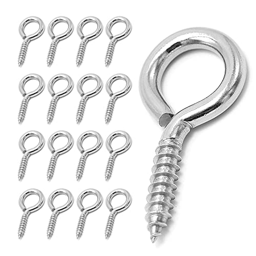 ACCZIO 16 Pack 304 Stainless Steel Eye Screws,2.5 Inch M6 Heavy Duty Eye Hooks Screw, Eye Bolts Screw in Eye Hooks for Wood, Eye Bolts for Secure Cable Wires, Indoor & Outdoor Use - Image 1