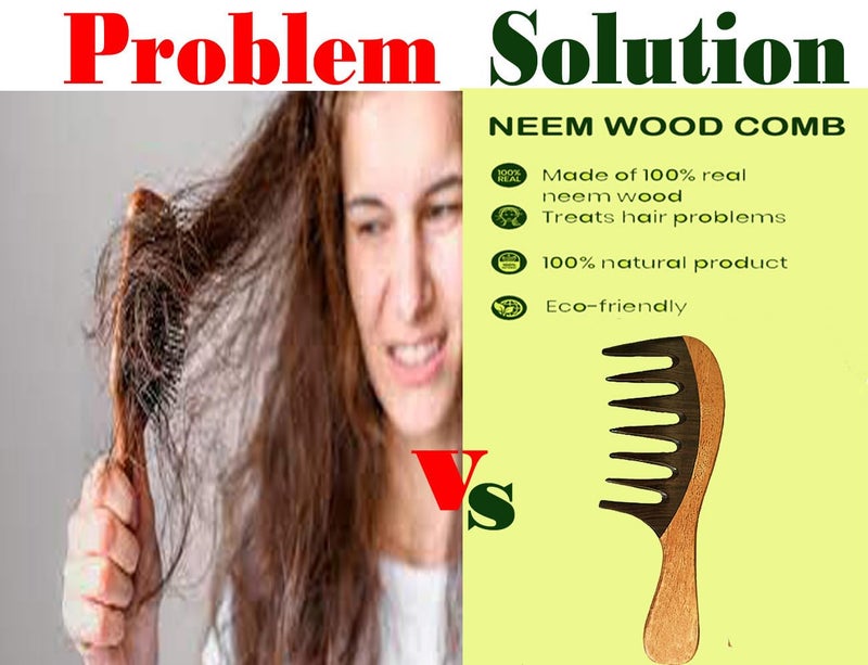 Rufiys Wooden Curly Hair Wide Tooth Comb Neem Wood Curly Hair Comb for Women Men Hair Growth Anti Dandruff Detangler Comb NEEMCOMBO PACK OF 3 - Image 3