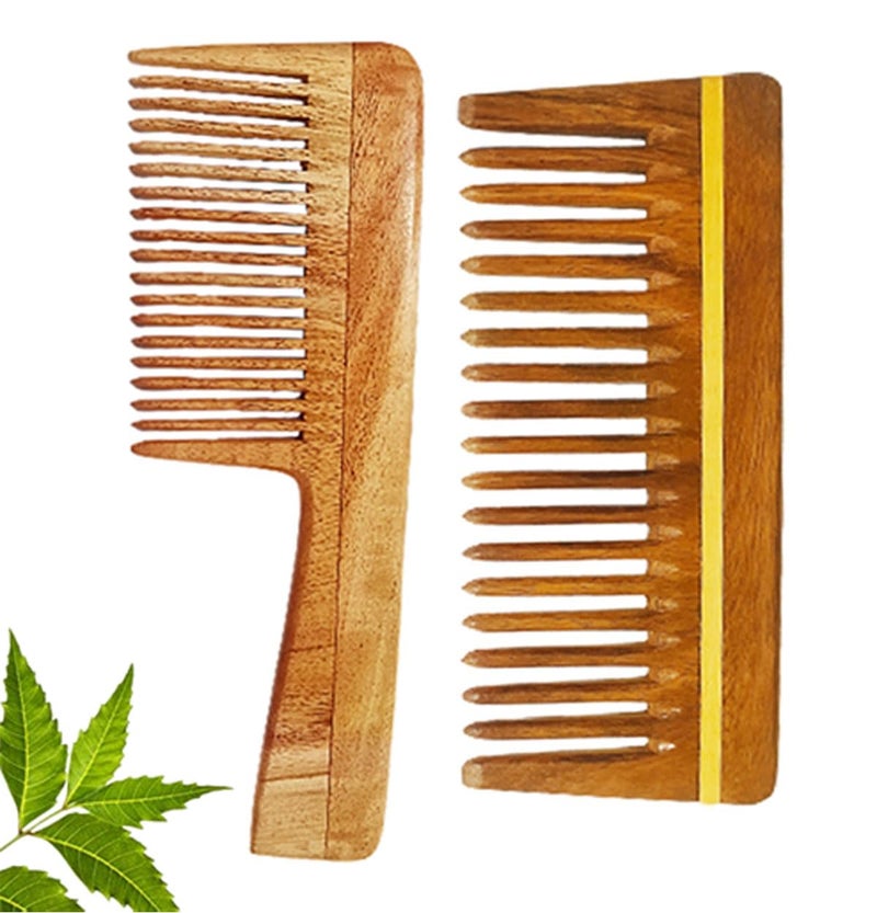Rufiys Wooden Curly Hair Wide Tooth Comb Neem Wood Curly Hair Comb for Women Men Hair Growth Anti Dandruff Detangler Comb NEEMCOMBO PACK OF 3 - Image 5