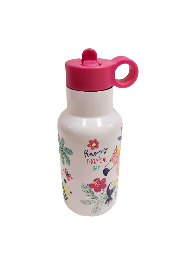 PARFAIT Happy Tropical Flamingo Printed Double Wall Water Bottle for Kids Multicolour 350 ml D-SS0007-FLAMINGO
